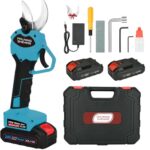 Akku Astschere 40mm Elektrische Gartenschere: Elektrische Astschere Gartenschere mit 2 x 3000 mAh Akku,SK5 mit Sicherheitsverriegelung Obstbaumschere Geeignet für Gärten, Äste, Blumenbeete(Blau)