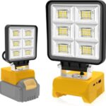 T-SUN Akku Lampe Für Dewalt 18V, 48W 5200LM LED Arbeitsleuchte Akku, Tragbare Baustrahler mit 2 Modi Helligkeit, Multifunktionales Flutlicht Strahler für Autoreparatur, Heimbeleuchtung, Camping