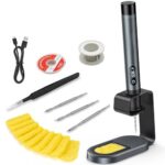Akku Lötkolben set mit LCD-Display, 7 s Schnellaufheizung, Temperatur 200–450 °C einstellbar, USB-C Aufladung, Auto-Schlafmodus, 3 C210 Spitzen & Tragbares Lötkolben-Kit für DIY & Elektronik