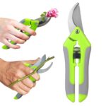 MIETONG Grün Gartenschere Ernteschere Blumenschere Stahl Klingen Rosenschere Feststellgriff Pflanzenschere Trimming Astschere Schere Baumschere Shears für Bonsai Pflanzen Blumen Ernte Obst Gemüse