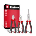 Original Einhell Zangen-Set 3-tlg. (Seitenschneider, Kombizange, Spitzzange, Chrom-Vanadium-Stahl, Schneiden gehärtet, Griffe ergonomisch, vernickelte Oberfläche)