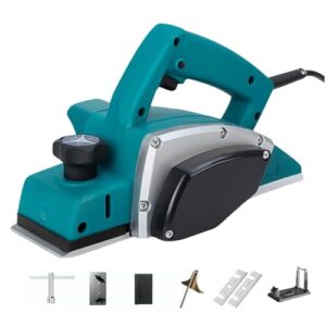 Elektrohobel,Elektrische Hobelmaschine,1200w,Hobelbreite 82mm,Schnitttiefe 2mm,Kompletter Satz Hobelwerkzeuge Inkl.Stumpfmesserhalter,SchäRfstabhalter,FüHrungslineal,SchraubenschlüSsel, Klinge