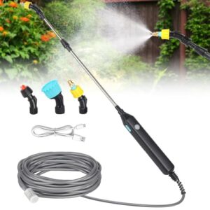 Mineup Akku Drucksprüher, 3.7 V Elektrischer Pflanzensprüher, Elektrischer Drucksprüher mit 3 Düsen und 3m Schlauch, Wiederaufladbarem und Tragbarer Sprühstab für Garten Hof Rasen Unkraut