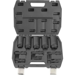 TECPO Kraft-Bit & Steckschlüssel-Set, XZN M14-M18, SW 27-36 mm, 1/2 Zoll Antrieb, Chrom-Molybdän-Stahl, Schlagfest & rostbeständig, Für Bremssättel, Traggelenke, Fahrwerk & Radlagerarbeiten