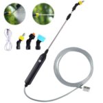 CLIUNT Akku Drucksprüher, Elektrischer Pflanzensprüher, Elektrischer Sprühstab mit 3 Düsen und 5m Schlauch, Wiederaufladbarem Tragbarer Sprühstab, Gartensprüher Sprühlanze, für Garten, Hof, Rasen