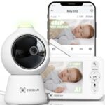COCOCAM 2K 4MP KI Babyphone mit Kamera 5 Zoll, 2.4GHz/5GHz WLAN, Gesichtsverdeckungs Oder Bauchschlaf Alarm, Intelligentes Zeitalbum, KI-Erkennung, Automatische Verfolgung, IR Nachtsicht