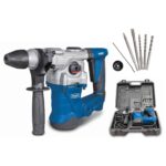 Scheppach Bohrhammer DH1300Plus | 5 Joule | 1250W | SDS-Plus Aufnahme | Bohrleistung Beton Ø 30mm | Drehzahl 850 min-1 | Schlaghammer inkl. Bohrer-Set (8/10/12 mm) Meißelset & Koffer