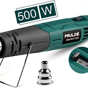 Mini Heißluftpistole - PRULDE Handheld Heißluftföhn 500W Schnelles Aufheizen Heissluftgebläse mit 2 Temperatureinstellungen für Acrylharz Handwerk, Basteln, Epoxidharz, Schrumpffolie