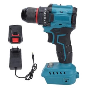 NOENNULL Bürstenloses Li-Ionen-Bohrer-Set, Kabelloses Elektrisches Bohrmaschinen-Set, 55 N Torsion, 25+1 Einstellungen mit -Ladegerät, 3/8 Zoll Schnellspannbohrfutter, LED-Licht (EU-Stecker)