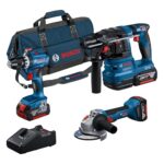 Bosch Professional 18V System Akku-Combo Kit: GSB 18V-45 + GBH 18V-22 + GWS 18V-8 (inkl. 3x GBA 4.0Ah, GAL 18V-40, Werkzeugtasche) – Amazon Exclusive