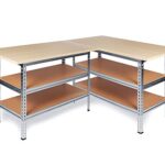 Ondis24 Werkstatt-Set Ecklösung Sparfuchs-Uwe 180 x 120 x 92 cm (H), 2X Werkbank aus Metall, melaminbeschichtete Arbeitsplatte, Problemlöser für Ecke
