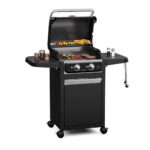 Blumfeldt ElectricPro Elektrogrill 3000W - Für Balkon & Draußen, Kompakte Seitentische, Gusseisen Grillrost, 100-330°C, Thermometer, Leicht Reinigbar, Flexibel Einsetzbar