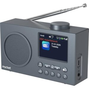Mycket Tragbares DAB/DAB+ Radio, UKW Digital Radio mit 2025 Neuesten Signalempfängertechnologie, FM Wiederaufladbar Radio mit Bluetooth 5.0, Dual Wecker, 40 Voreingestellte, 2,4 "großes Farbdisplay