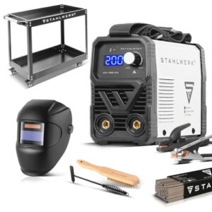 STAHLWERK Elektroden-Schweißgerät ARC 200 MD – Vollausstattung mit Gerätewagen – MMA (E-Hand) & Lift-TIG (DC) bis 200 A, flexibel einsetzbar ohne Gas, kompakt & 3,4 kg leicht, Smartkühlung, Hotstart