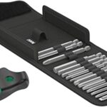 Wera 05023471001 Kraftform Kompakt 400 RA Set 1, Quergriff-Bit-Handhalter mit Ratschenfunktion und Bit-Satz, 17-teilig, Schwarz-grün