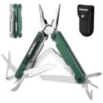 WORKPRO Multifunktionszange, 18 in 1 Multitool Werkzeug Faltbares Edelstahl Multifunktionswerkzeug mit Messer, Flaschenöffner, Schere, Gürtelclip für Camping Reparieren, Geschenk mit Tragtasche, Grün
