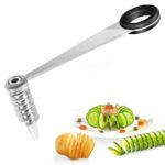 Galenecx Piranha Spiral Cutter, Spiralschneider Edelstahl, Kartoffel Spiralschneider für Kreative Obst und Gemüsezubereitung, Ideal für Gurken, Karotten, Zucchini und Äpfel