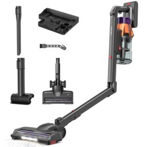 Lubluelu Akku Staubsauger kabellos, 50 kPa, 600 W, selbststehend & faltbar, bis zu 65 Min. Laufzeit, mit Ladestation, 7-stufiges Filtersystem, für Tierhaare, Hartböden & Teppiche