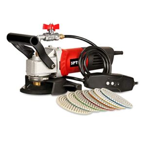 Nasspolierer, SPTA 800W / 220V 100mm Nass Poliermaschine mit variabler Geschwindigkeit und Granit-Diamantpolierkissen Betonpoliermaschine Steinpoliermaschine für Granit/Marmor/Beton/Stein (großer)