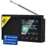 Tragbares DAB Radio, DAB Plus Radio kleine, Bluetooth,USB-C Betrieben & Wiederaufladbarer Akku | 12 Stunden Wiedergabe,2.4“ LCD Display, Kopfhörerbuchse | Dual Alarm,FM, 40 Voreinstellungen