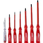 Brüder Mannesmann Elektro-Schraubendrehersatz, 7-teilig - VDE-geprüftes Elektroinstallationsset - isoliert bis 1000 V - inkl. Spannungsprüfer, Schlitz & Kreuzschlitz (PH) | M1187-PROFI