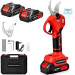 Akku-Astschere, 30MM Gartenschere mit 2 Akku 2000mAh, Bürstenloser Motor Elektrische Bypass Baumschere, LCD Anzeige, Akku Baumschere für Äste, Büsche und Stämme
