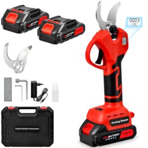 Akku-Astschere, 30MM Gartenschere mit 2 Akku 2000mAh, Bürstenloser Motor Elektrische Bypass Baumschere, LCD Anzeige, Akku Baumschere für Äste, Büsche und Stämme