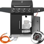 LIFERUN Gasgrill 4+1 Edelstahl Brenner,15 kw Gas Grillwagen BBQ mit Seitenkochfeld,Gasgriller mit Thermometer,4 PCS Bremse Rollen,DE I3B/P(50) Gasdruckregler,Standgrill Camping Garten(Butan/Propan)