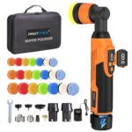 Protmex Mini Poliermaschine Auto Akku - 1.2/1.6/2 Inch Mini Poliermaschine 8 Geschwindigkeiten 2500-6000RPM Rotations&Orbital Polieren 12V 2.0Ah Batterie Auto Polier für Autodetailing Motorräder