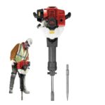 Abbruchhammer 1900W, 52CC 2-Takt Benzin Brechhammer mit 1500 BPM, 20-55J Schlagenergie für Betonabbruch, Bohrhammer Betonhammer Stemmhammer mit 2 Bohrer