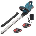 Akku Heckenschere 21V Grasschere Elektrisch: 2 Akku 2000 mAh 480 mm Schnittlänge, 20 mm Zahnteilung, für Gärten, Rasenflächen und Höfe (rot)