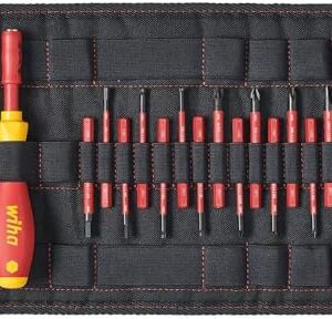 Wiha Schraubendreher und Bit Set slimVario (41231) 19tlg. |Schraubenzieher Griff VDE Bits für Elektriker I Schlitz/Kreuz/PlusMinus/TORX/Innensechskant