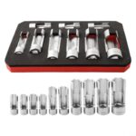 UTTASU Steckschlüssel-Set 10-22mm 1/4 3/8 1/2 Zoll Antrieb Diesel Injektor Kraftstoffleitung Steckschlüssel Chrom-Vanadium-Stahl 9-teilig Für Sensoranschlüsse ABS-Rohre
