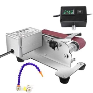 PAMZV Elektrischer Messerschärfer, Nassschleifer Mit 10 Schleifbändern, Polierscheibe Und Schleifscheibe, Stufenlose Drehzahlregelung, Für Die Metallbearbeitung