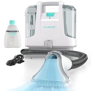 HAUSHOF Waschsauger Teppichreiniger, StainZapper Fleckenreiniger für Teppich mit Reinigungsmittel, Sofa, Vorleger, Polster, Treppen, Auto, 28,5cm X 15cm X 26,5cm, 400W, Weiß/Grau