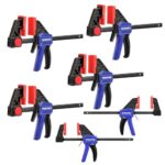 WORKPRO Einhandzwingen Set 6 Stück, 150mm Schraubzwinge Set Spannkraft 22,5kg/68kg, Spannweite 150mm, 4 Klassik & 2 Mini Schraubzwingen für präzises Fixieren und Holzarbeit