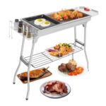 TactFire Holzkohlegrill, Camping Grill,Klappgrill aus Edelstahl, 100x31x71cm(XXL), Tragbare Barbecues, Komplettes Zubehör, Außen, Terrasse, Camping, Grillparty, für 5-10 Personen