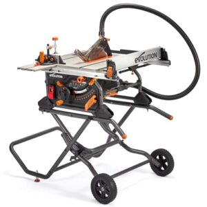 Evolution Power Tools R255TBLX+ tischkreissäge, Tischsäge Multimaterial Saw Blade Cuts Wood Metal Plastic 45˚ Chamfer +/- 60˚ Mitre Angle 87 mm Cutting Depth 1800 W Motor