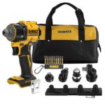 DEWALT 18V XR Akku-Mehrkopf-Bohrschrauber, bürstenlos, mit 4 austauschbaren Köpfen, inkl. Aufbewahrungstasche & 10-tlg. 57mm PH/PZ FLEXTORQ Schraubendreher-Set, nur Gerät (ohne Akku), DCD803KN-XJ