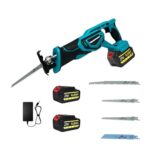bycpower Universalsäge, Akku Reciprosäge mit 4 Sägeblätter, Säbelsäge Drehzahl Max 3500 SPM mit 2pcs 4,0 AH Akku, für Makita 18V, 22mm Hublänge, Schnellladegerät, Ideal zum Schneiden von Metall Holz