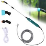 Elektrischer Pflanzensprüher für Garten, Akku Drucksprüher Gartenspritze mit 3 Verstellbar Düsen und 5m Schlauch, Gartensprüher Sprühlanze mit Anzeige des Batteriestand