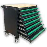 Griplier Werkstattwagen, 7 Schubladen,Bremsrad,Schwarz-Grün, Schwerlast Rollbar mit Holzarbeitsplatte,79.5 x 48 x 82cm,Belastung 300kg(7 Schubladen)