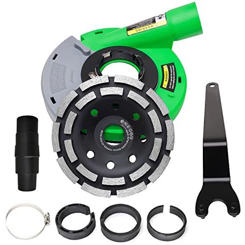 Diment Power Absaughaube für Winkelschleifer mit Bürstenkranz 115/125 mm + Diamantschleiftopf 125mm x 22,2 mm für Beton