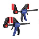 WORKPRO Profi Einhandzwingen Set 2 Stück mit 136kg Spannkraft, Spannweite 150mm Dehnbereich 175mm - 335mm, Schraubzwingen Spanner aus Stahl und Nylon für präzises Fixieren