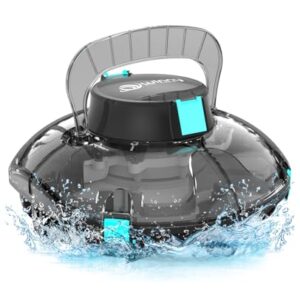 WINNY POOL CLEANER Winny 200 Poolroboter, Poolsauger kabellos mit Akku, 75 Min. Laufzeit, für Aufstellpools bis 60 m², Doppelfiltration, Automatisches Parken, Kompakt Leicht (Transparentes Schwarz)