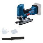 Bosch Professional 18V System Akku Stichsäge GST 18V-125 S (ideal für Kurven- und Abschnitte, SDS-Sägeblatthalter, inkl. 1x Stichsägeblatt, Absaug-Set)