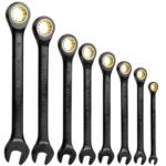 BOPEUY 8TLG Ratschenschlüssel Set 8-19 mm, Schraubenschlüssel Ringratschenschlüssel Set (8, 10, 12, 13, 14, 15, 17, 19mm), Gabelschlüsselsatz Maulschlüssel Sets Ratsche