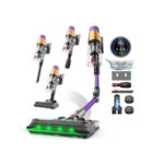 Linkifly A12 Akku Staubsauger mit Wischfunktion, 8-in-1 48Kpa 550W 70Min Faltbarer Staubsauger Kabellos mit Touchscreen, 1,5L Staubbehälter, Wandladestation für Teppiche/Autos/Tierhaare