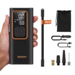 Mini Luftkompressor 10bar, wiederaufladbare Luftpumpe mit 6000 mAh Akku,tragbarer elektrischer Kompressor mit Universalventilen für Auto, Motorrad und Fahrrad,mit 12V-Zigarettenanzünder und LED-Licht