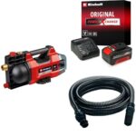 Einhell Akku-Gartenpumpe AQUINNA 18/28 Power X-Change (18 V, max. 2800 L/h Fördermenge, max. 25 m Förderhöhe, ECO-/ Boost-Modus, inkl. 4,0 Ah Akku, Ladegerät und 4m Saugschlauch)